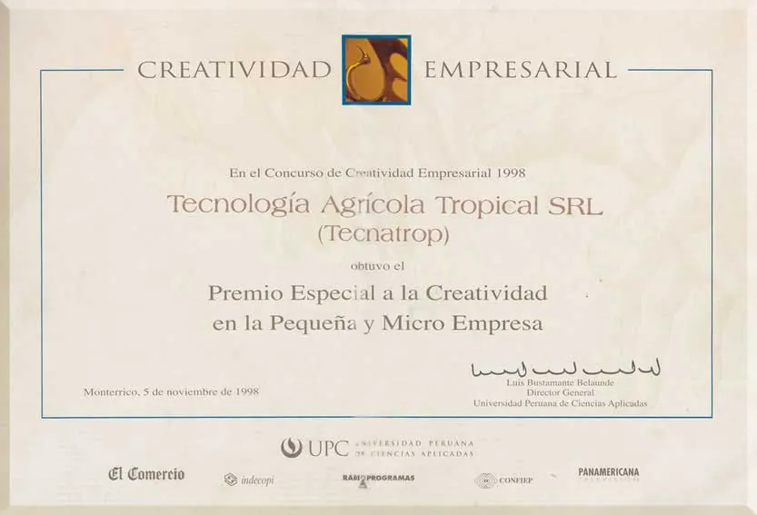 Diploma Creatividad Empresarial 1998