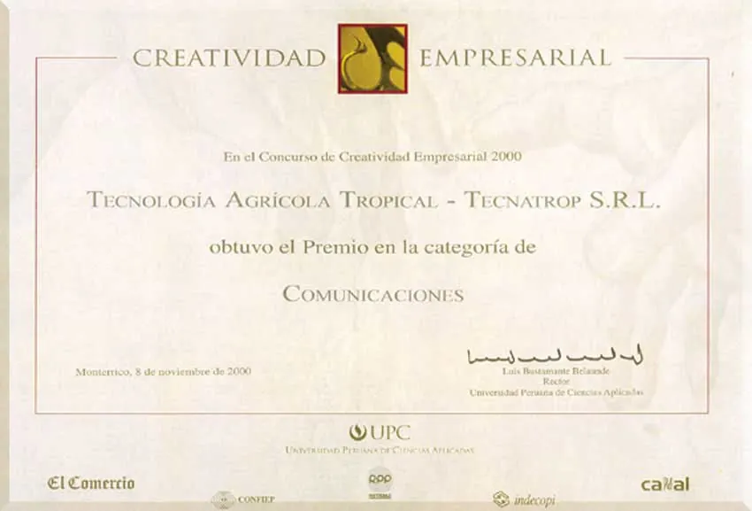 Diploma Creatividad Empresarial 2000