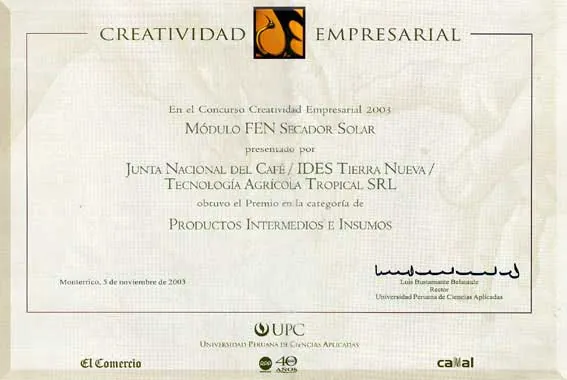 Diploma Creatividad Empresarial 2003