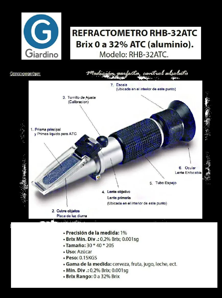 Refractómetro RHB-32ATC (0 – 32 °Brix)