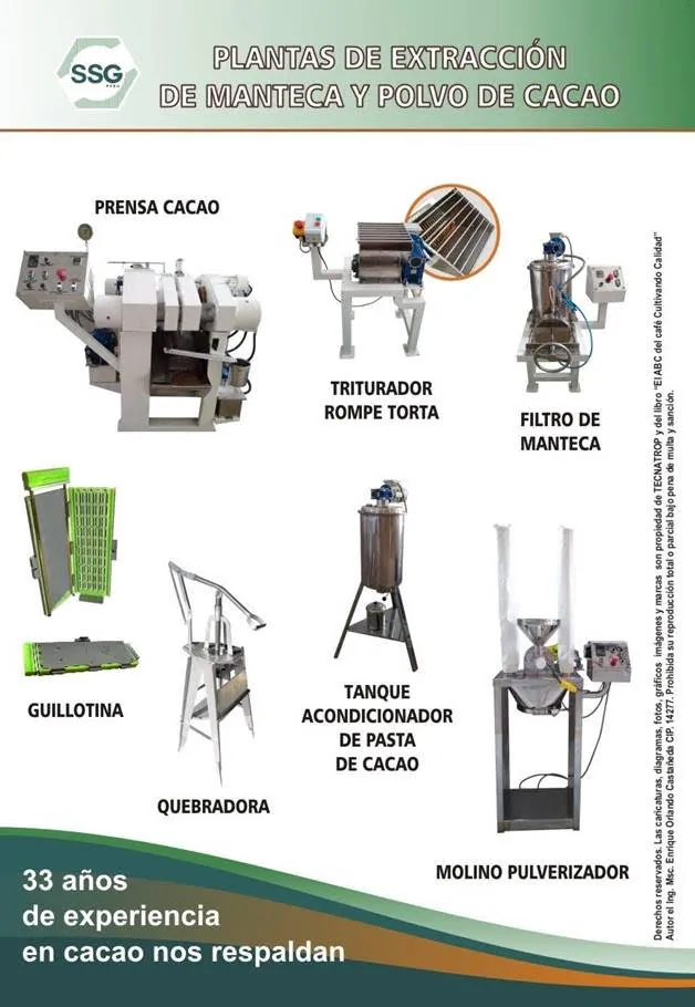 Catálogo SSG Perú: plantas de extracción de manteca y polvo de cacao